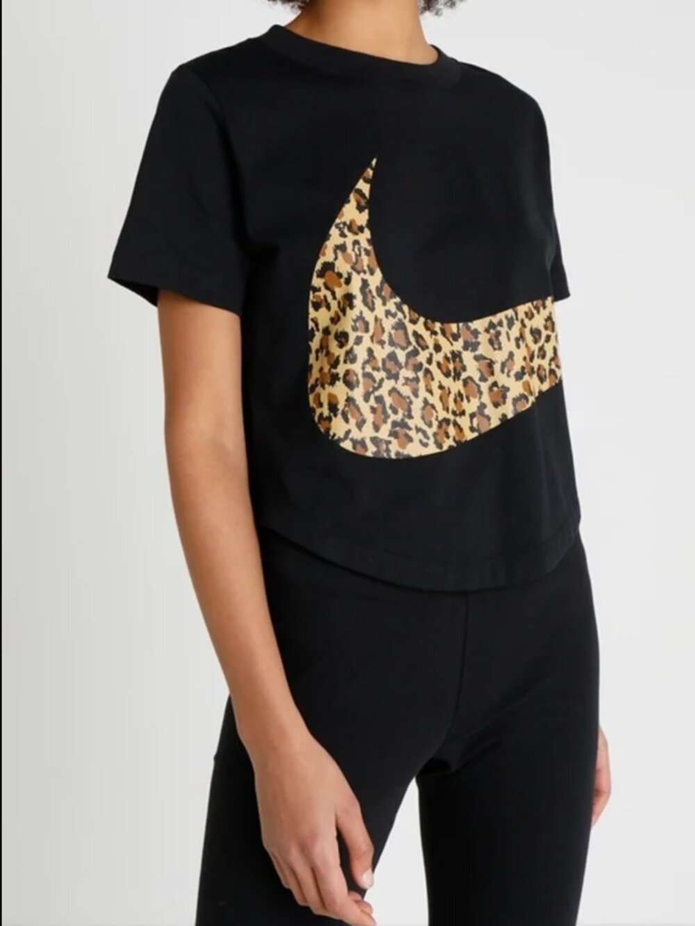 Nike Crop Tee with Leopard Swoosh